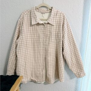 Vintage Oversized Plaid Button-Up Shirt